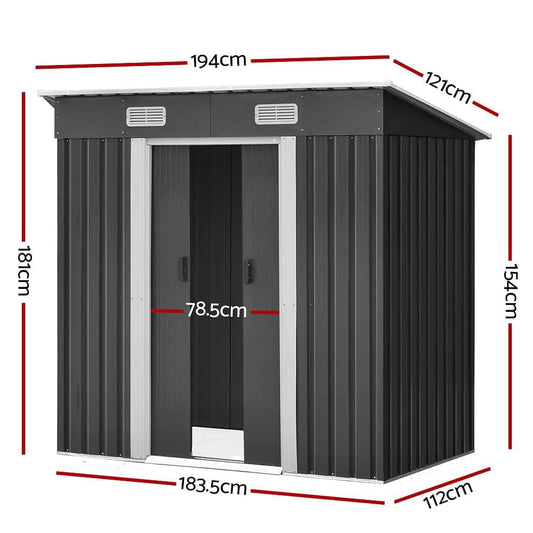 Giantz Garden Shed 1.94x1.21M Sheds Outdoor Storage Workshop House Tool Shelter Sliding Door