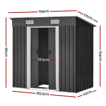 Giantz Garden Shed 1.94x1.21M w/Metal Base Sheds Outdoor Storage Tool Steel House Sliding Door