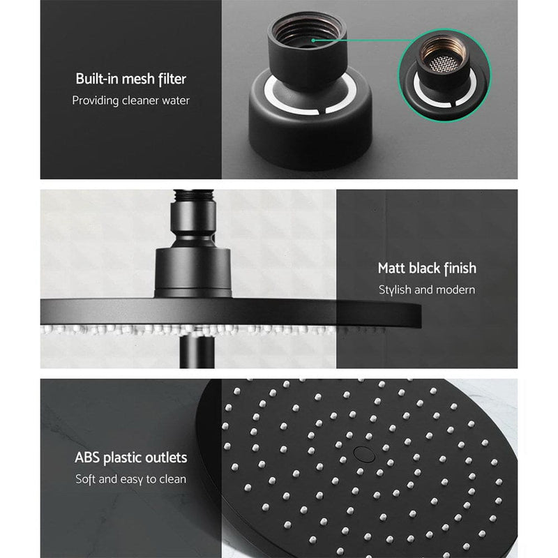 Cefito 9'' Rain Shower Head Set Handheld Round High Pressure Black