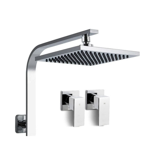 Cefito 8'' Rain Shower Head Wall Arm Square High Pressure Twins Tap Chrome