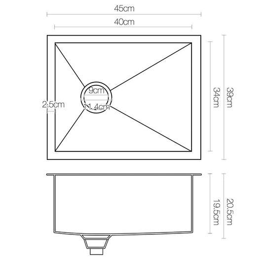 Cefito Kitchen Sink 45X39CM Stainless Steel Basin Single Bowl Silver