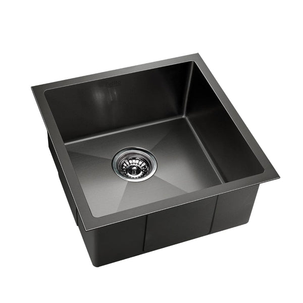 Cefito Kitchen Sink 51X45CM Stainless Steel Basin Single Bowl Laundry Black