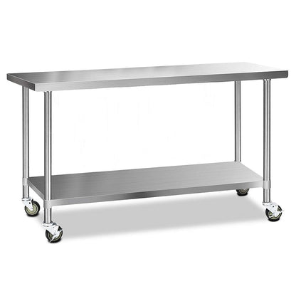 Cefito 1829x610mm Stainless Steel Kitchen Bench with Wheels 304