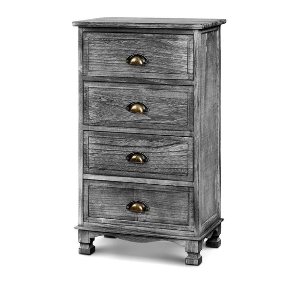 Artiss Bedside Tables Drawers Cabinet Vintage 4 Chest of Drawers Grey Nightstand