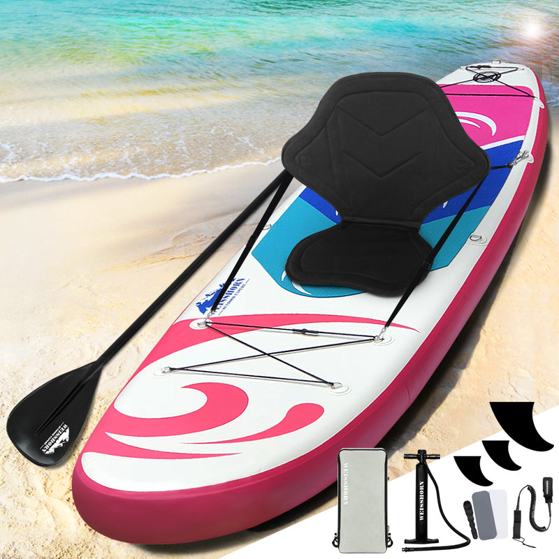 Weisshorn Stand Up Paddle Board 11ft Inflatable SUP Surfboard Paddleboard Kayak Surf Pink