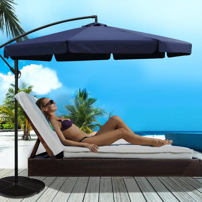 Instahut 3m Outdoor Umbrella Cantilever Garden Beach Patio Navy