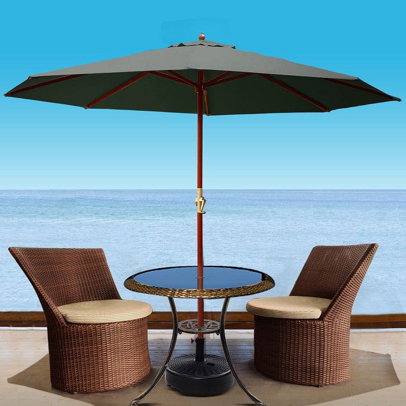 Instahut 3m Outdoor Umbrella Pole Umbrellas Beach Garden Sun Stand Patio Charcoal