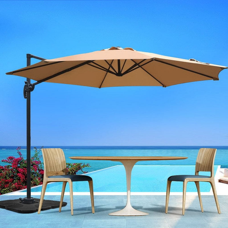 Instahut 3m Outdoor Umbrella Cantilever 360 Degree Tilt Beach Roma Beige