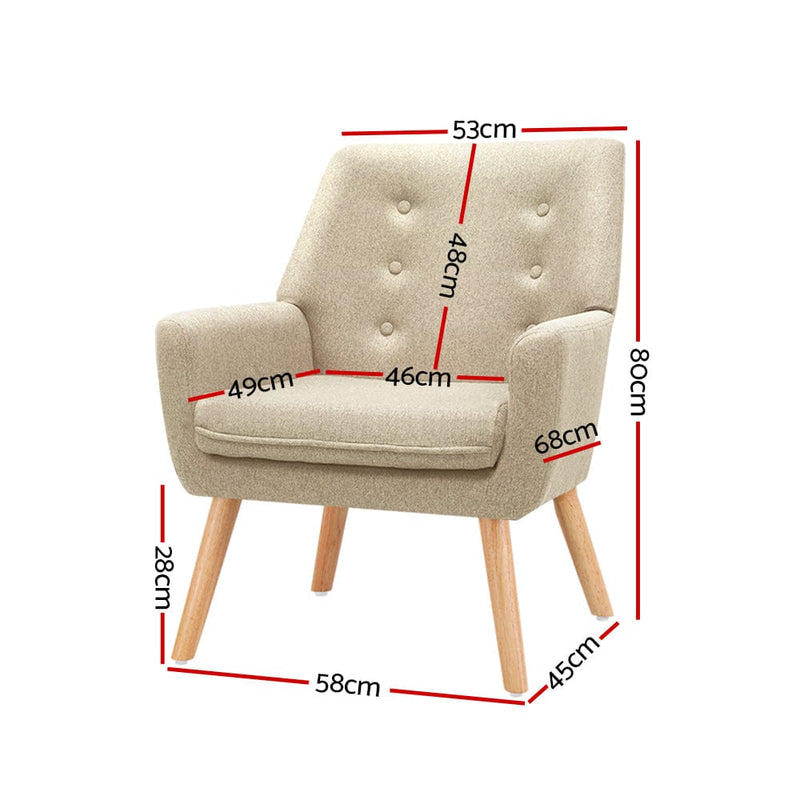 Artiss Fabric Dining Armchair - Beige