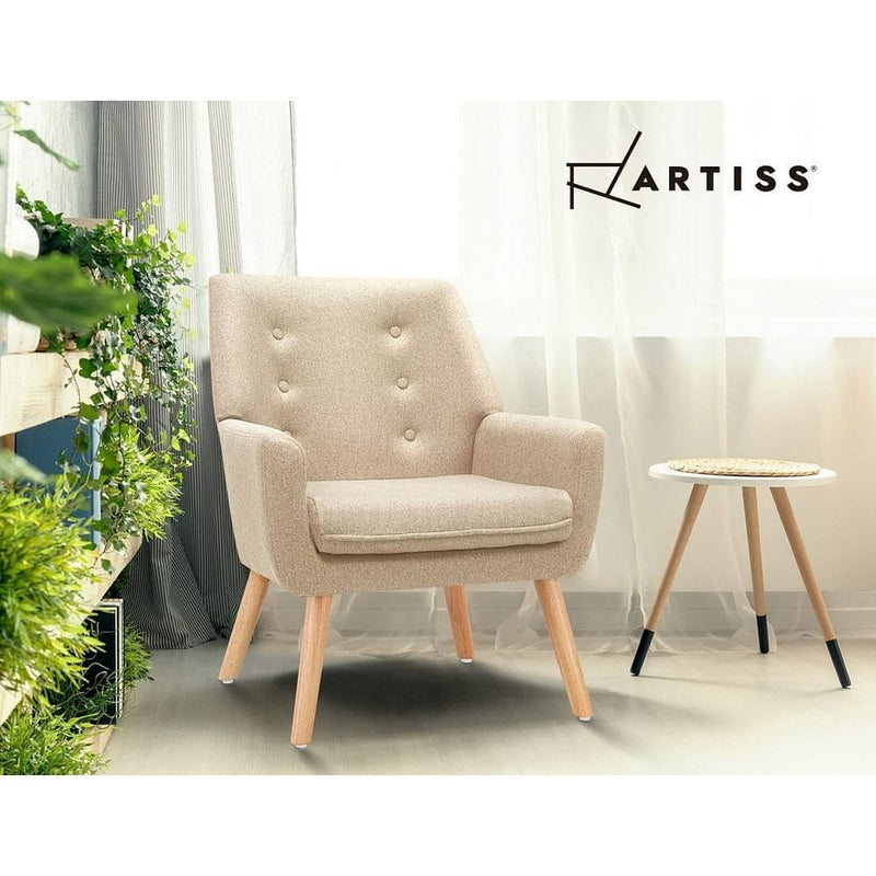 Artiss Fabric Dining Armchair - Beige