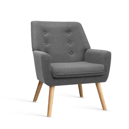 Artiss Fabric Dining Armchair - Grey