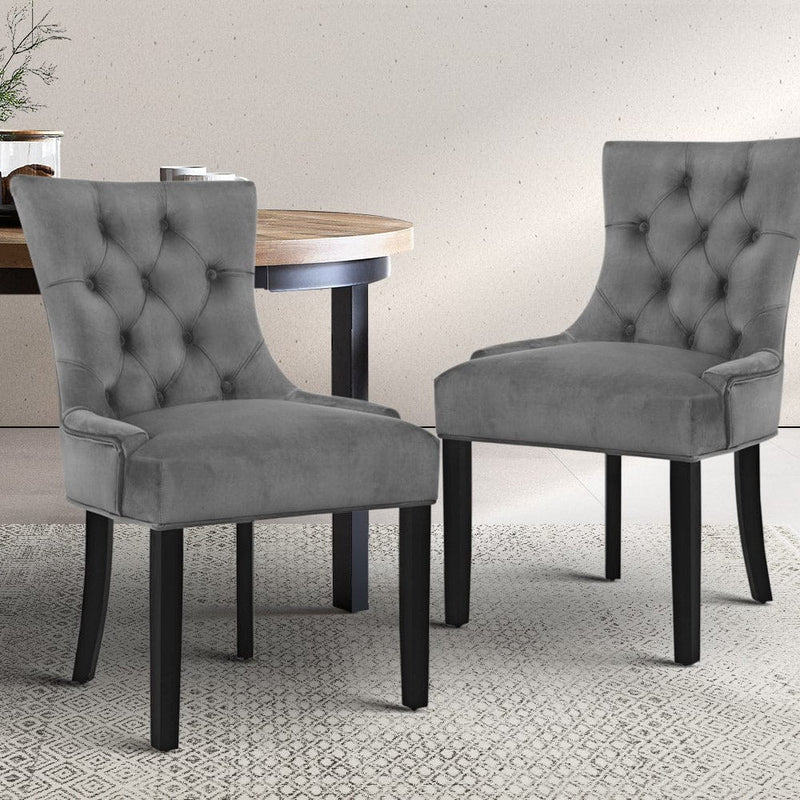 Artiss Dining Chairs Set of 2 Velvet French Provincial Grey