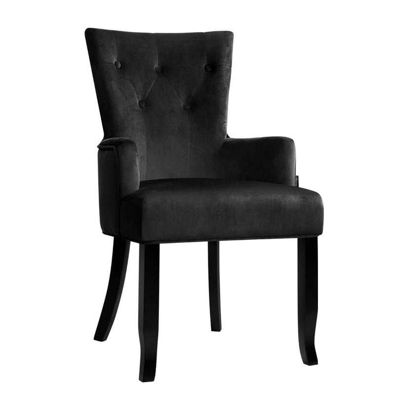 Artiss Dining Chair Velvet French Provincial Armchair Black