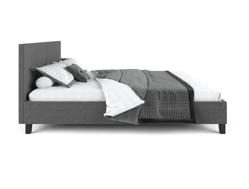 Pale Fabric Bed Frame - Charcoal King