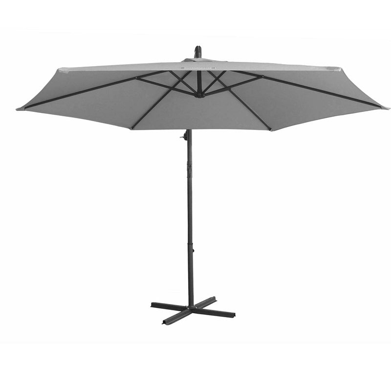 Milano Outdoor 3 Metre Cantilever Umbrella UV Sunshade Garden Patio Deck - Grey