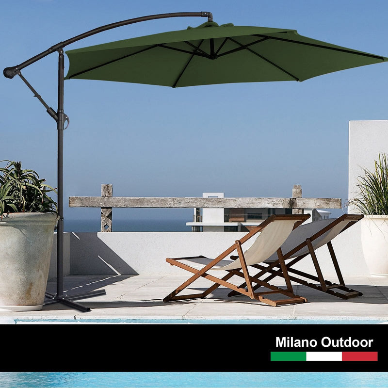 Milano Outdoor 3 Metre Cantilever Umbrella UV Sunshade Garden Patio Deck - Green