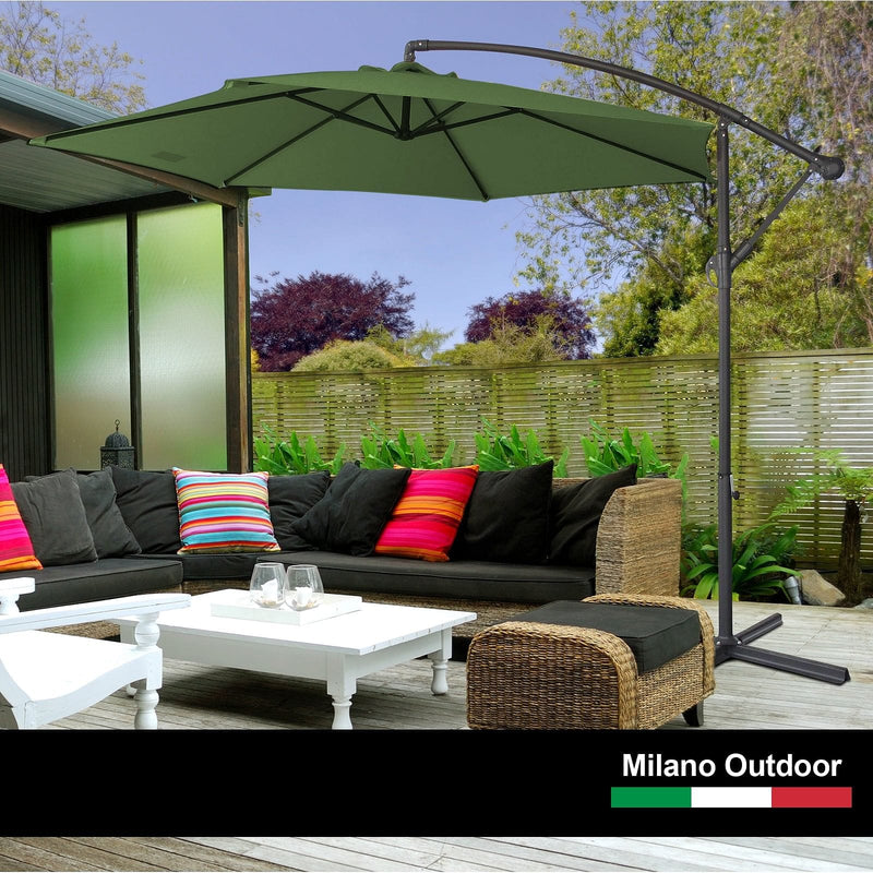 Milano Outdoor 3 Metre Cantilever Umbrella UV Sunshade Garden Patio Deck - Green