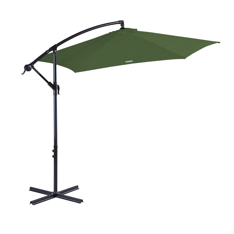 Milano Outdoor 3 Metre Cantilever Umbrella UV Sunshade Garden Patio Deck - Green