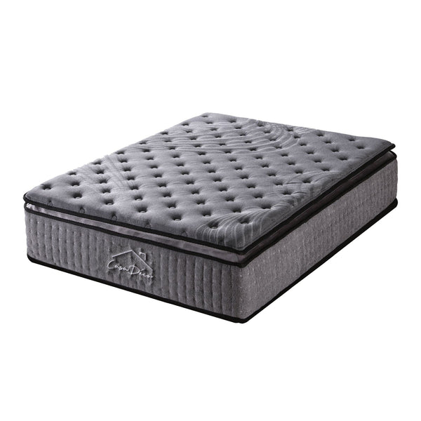 Casa Decor Bamboo Charcoal Mattress Pocket Spring Pillowtop 5 Zone 32cm Depth - Single - Charcoal