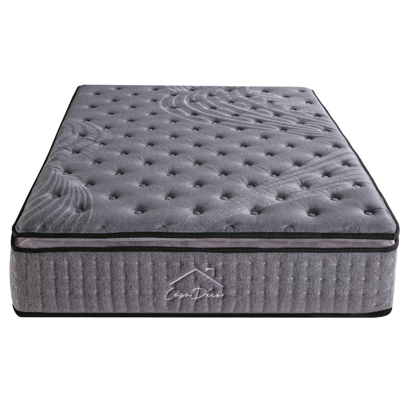 Casa Decor Bamboo Charcoal Mattress Pocket Spring Pillowtop 5 Zone 32cm Depth - Single - Charcoal