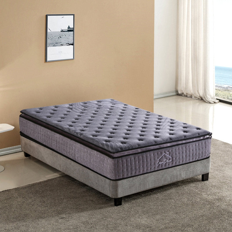 Casa Decor Bamboo Charcoal Mattress Pocket Spring Pillowtop 5 Zone 32cm Depth - Single - Charcoal