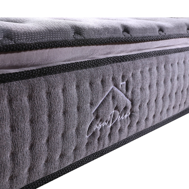 Casa Decor Bamboo Charcoal Mattress Pocket Spring Pillowtop 5 Zone 32cm Depth - Single - Charcoal