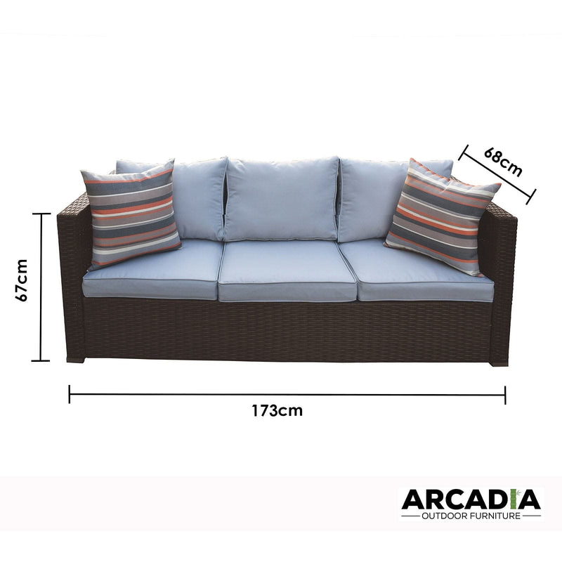 Arcadia Furniture Outdoor Rattan 4 Piece Sofa Lounge Set Home Garden Patio - Oatmeal and Grey