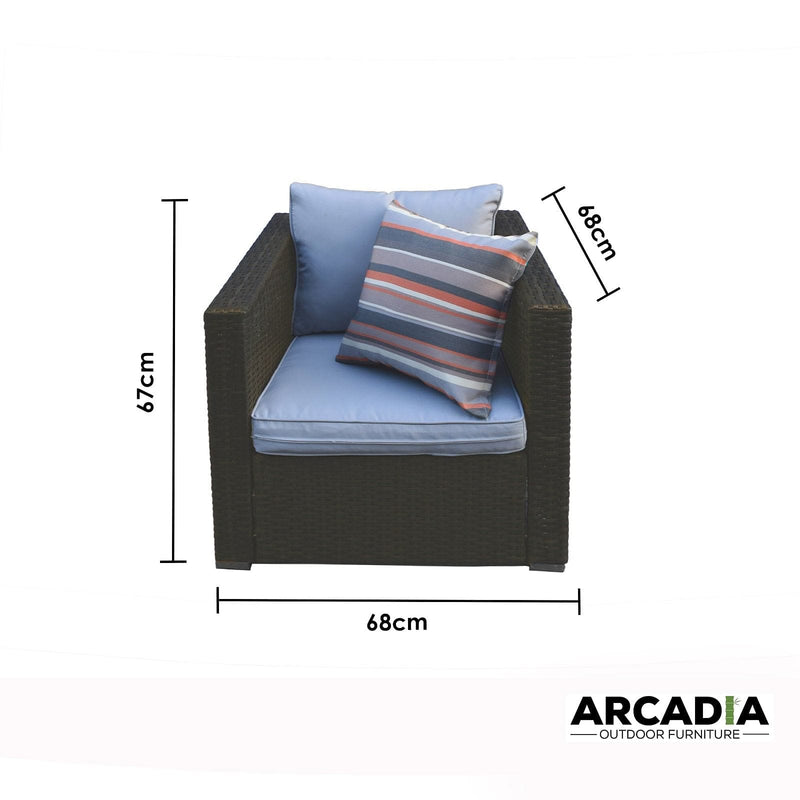 Arcadia Furniture Outdoor Rattan 4 Piece Sofa Lounge Set Home Garden Patio - Oatmeal and Grey