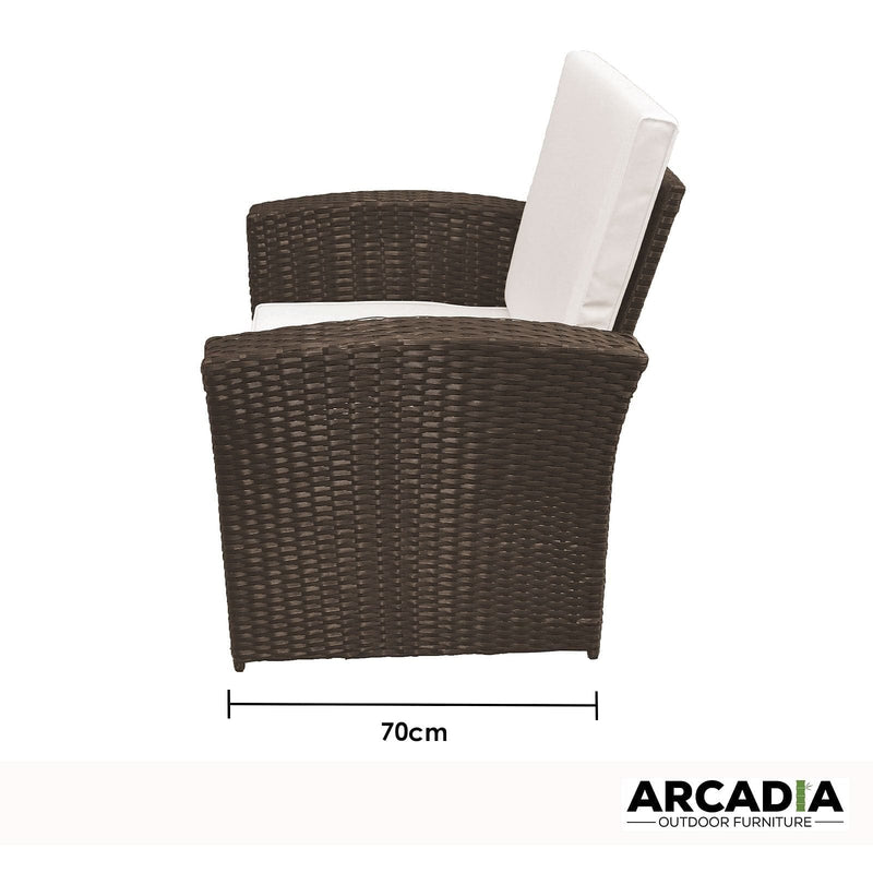 Arcadia Furniture Outdoor 4 Piece Sofa Lounge Set Wicker Rattan Garden - Oatmeal and Grey