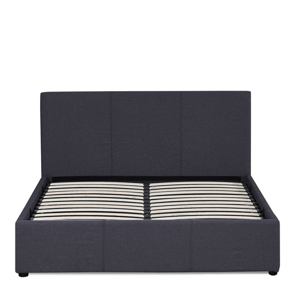 Milano Luxury Gas Lift Bed Frame And Headboard Double Queen King Black Dark Grey - Queen - Dark Grey