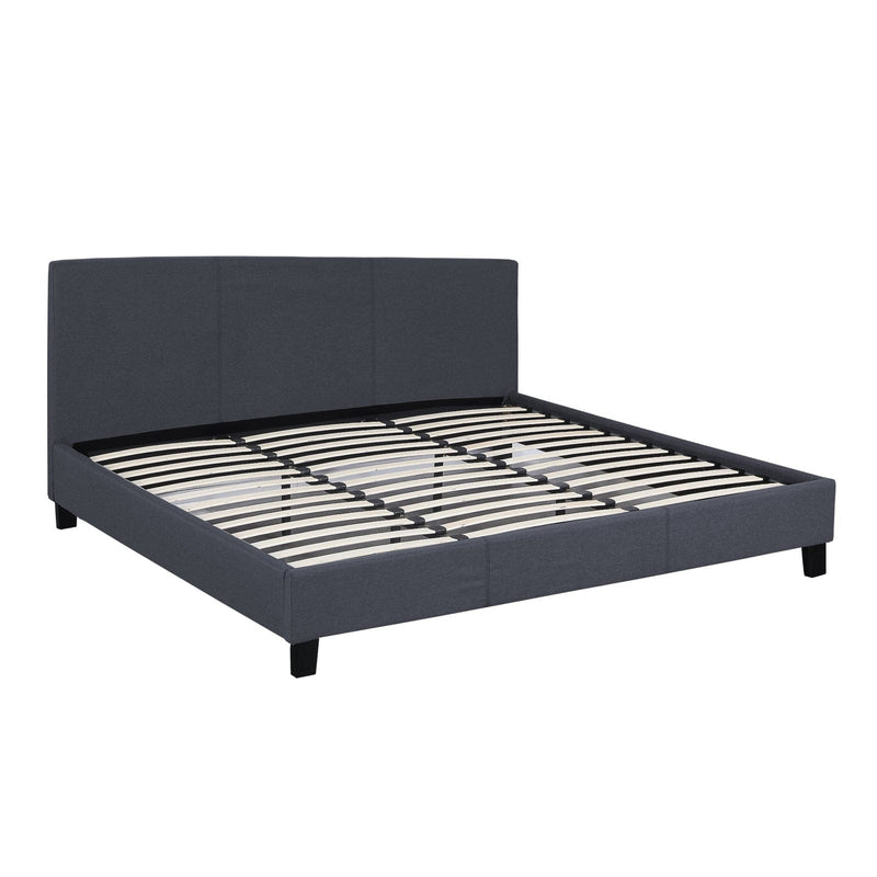 Milano Sienna Luxury Bed Frame Base And Headboard Solid Wood Padded Linen Fabric - Double - Charcoal