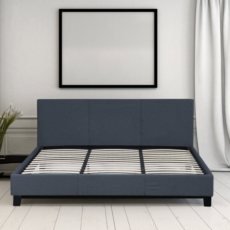 Milano Sienna Luxury Bed Frame Base And Headboard Solid Wood Padded Linen Fabric - King - Charcoal