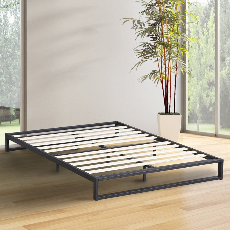 Milano Decor Florence Metal Bed Frame Mattress Base Platform Modern Black - Queen - Black