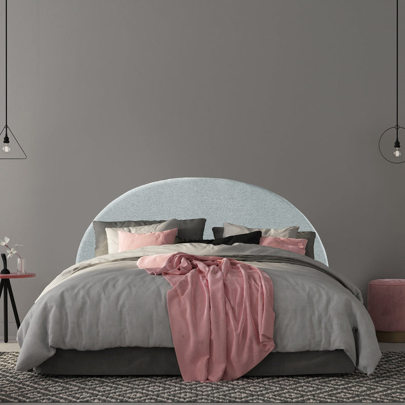 Milano Decor Barcelona Curved Light Grey Bed Head Headboard Bedhead Upholstered - Queen - Light Grey