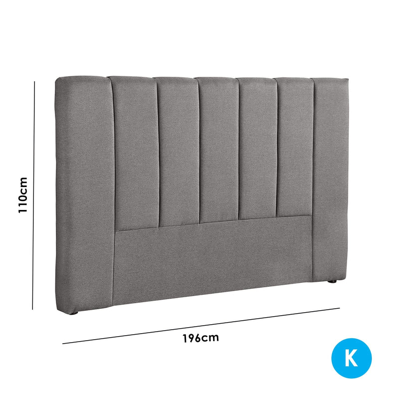 Milano Decor Valencia Mid Grey Bed Head Headboard Bedhead Upholstered - King - Mid Grey