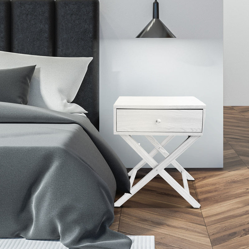 Milano Decor Bedside Table Surry Hills White Storage Cabinet Bedroom - One Pack - White