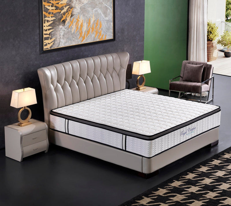 Ergopedic Mattress 5 Zone Latex Pocket Spring Mattress In A Box 30cm - Double - White  Grey  Black