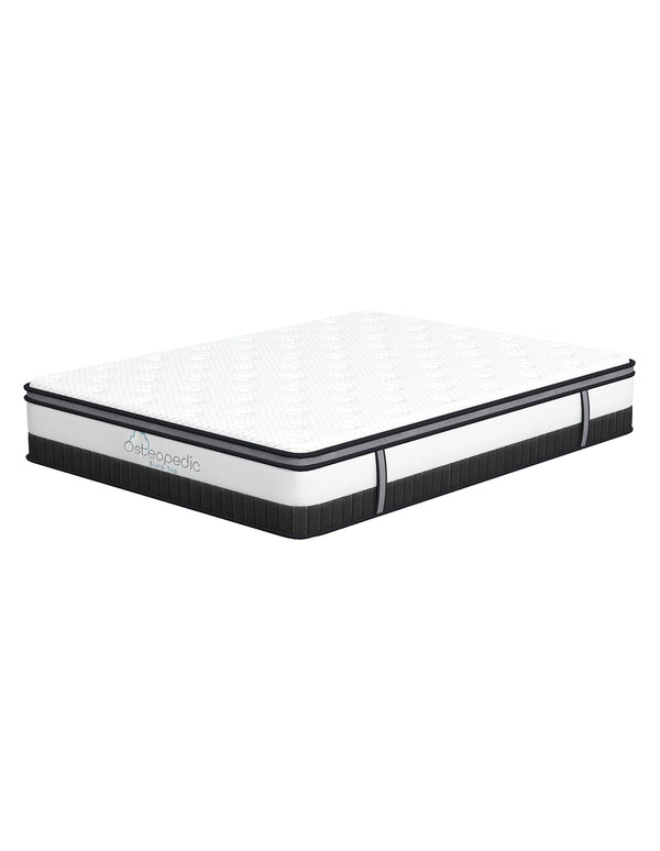 Osteopedic Euro Top Mattress Pocket Spring Medium Firm Hybrid Design Bed 30CM - Double - White