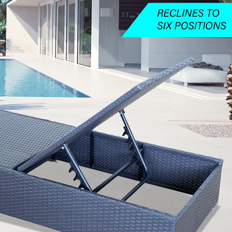 Milano Outdoor 3pc Sun Lounge Pool Bed Deck Rattan Chair Adjustable Furniture