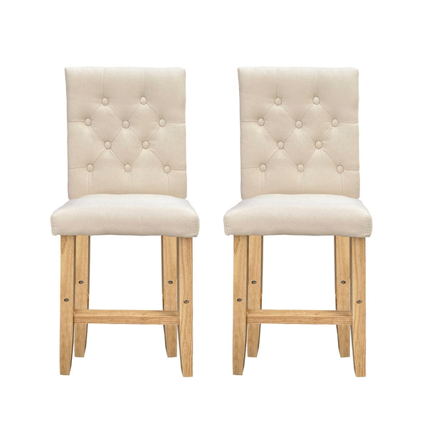 Milano Decor Hamptons Barstool Cream Chairs Kitchen Dining Chair Bar Stool - Two Pack - Cream