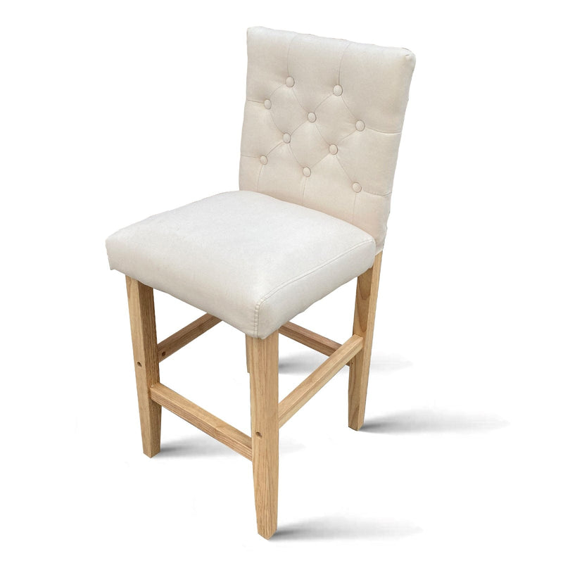 Milano Decor Hamptons Barstool Cream Chairs Kitchen Dining Chair Bar Stool - Three Pack - Cream