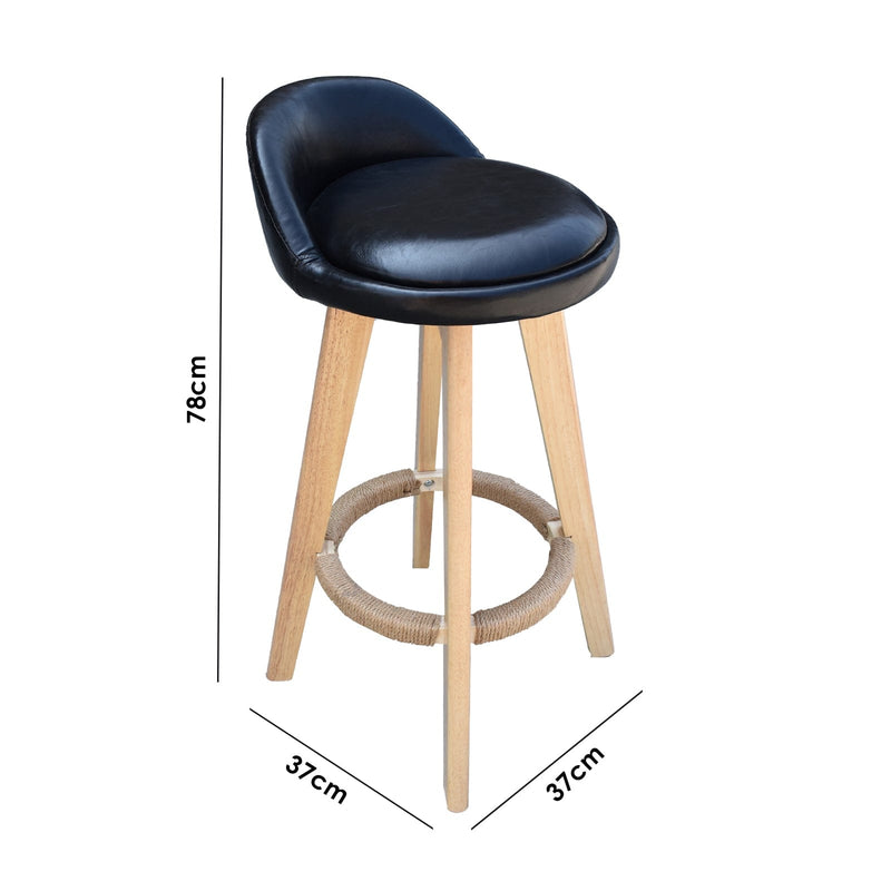 Milano Decor Phoenix Barstool Black Chairs Kitchen Dining Chair Bar Stool - Three Pack - Black