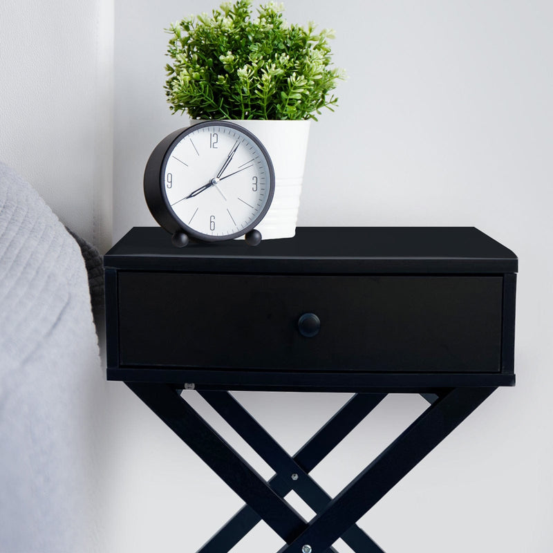 Milano Decor Bedside Table Surry Hills Black Storage Cabinet Bedroom - Two Pack - Black