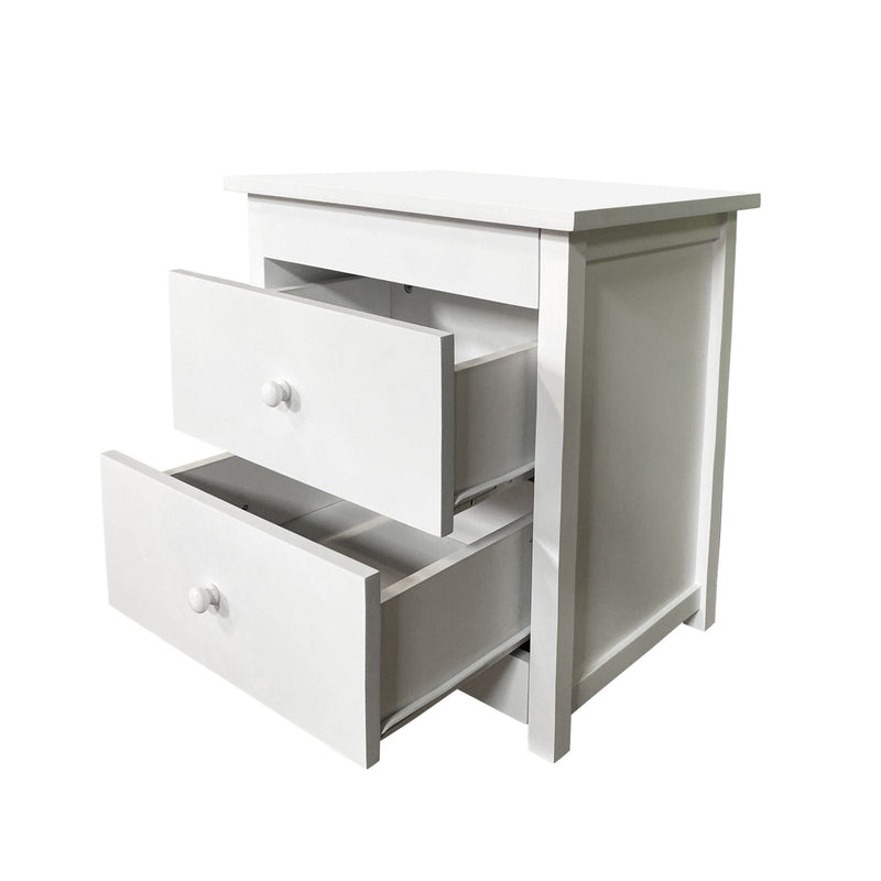 Milano Decor Bedside Table Byron Bay White Storage Cabinet Bedroom - Two Pack - White