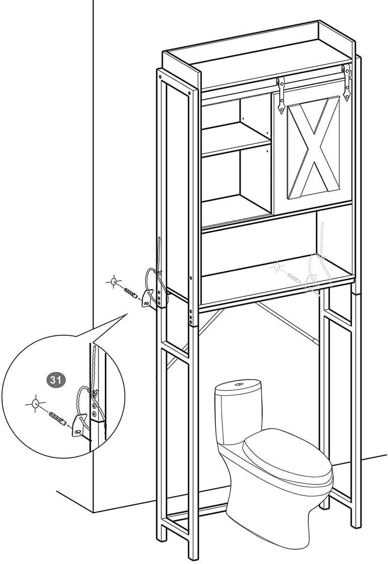 Bathroom Organiser Rack with Small Cabinet Steel Frame 64 x 24 x 171 cm Rustic Brown and Black