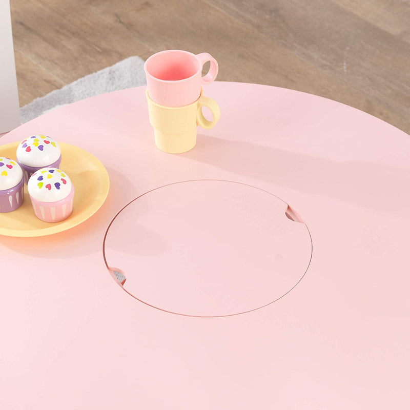 Round Table and 2 Chair Set for children (White and Pink)