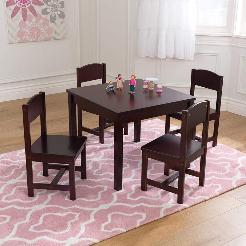 Farmhouse Table & 4 Chair Set (Brown)