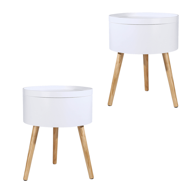 Mykhaela Tray Top Bedside Table Side Table Bedroom Modern Set of 2