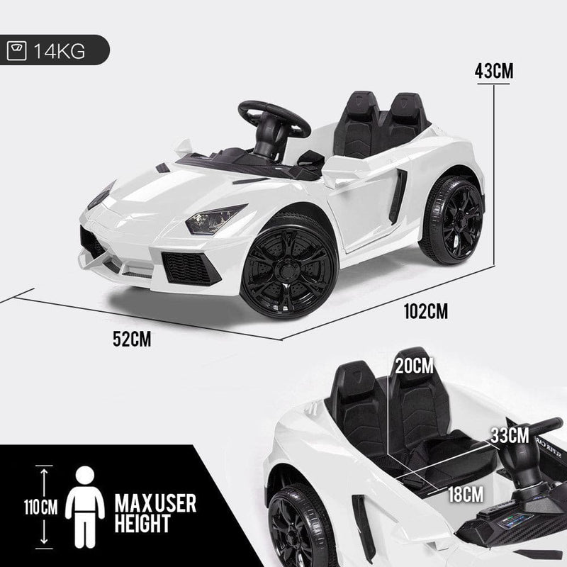 ROVO KIDS Lamborghini Inspired Ride-On Car, Remote Control, Battery Charger, White