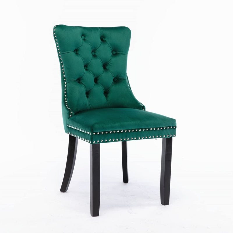 6x Velvet Dining Chairs- Green